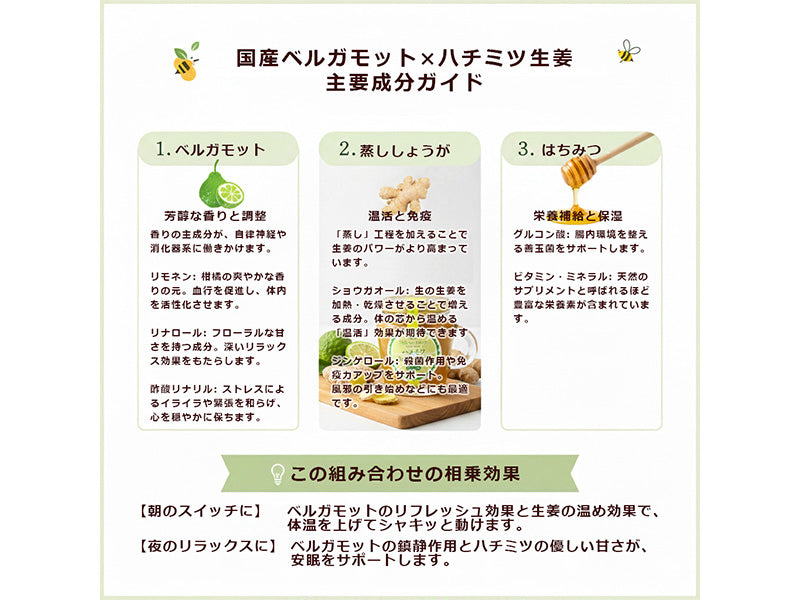 ギフト用【無添加】ハチミツおろし生姜とはちみつおろし生姜ベルガモット